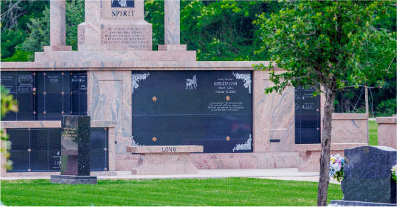 Mausoleum crypts in a North Texas cemetery